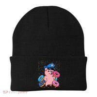 Pig Cop Funny Police Officer Doughnut Beanie thumb 0