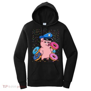 Pig Cop Funny Police Officer Doughnut Women's Hoodie