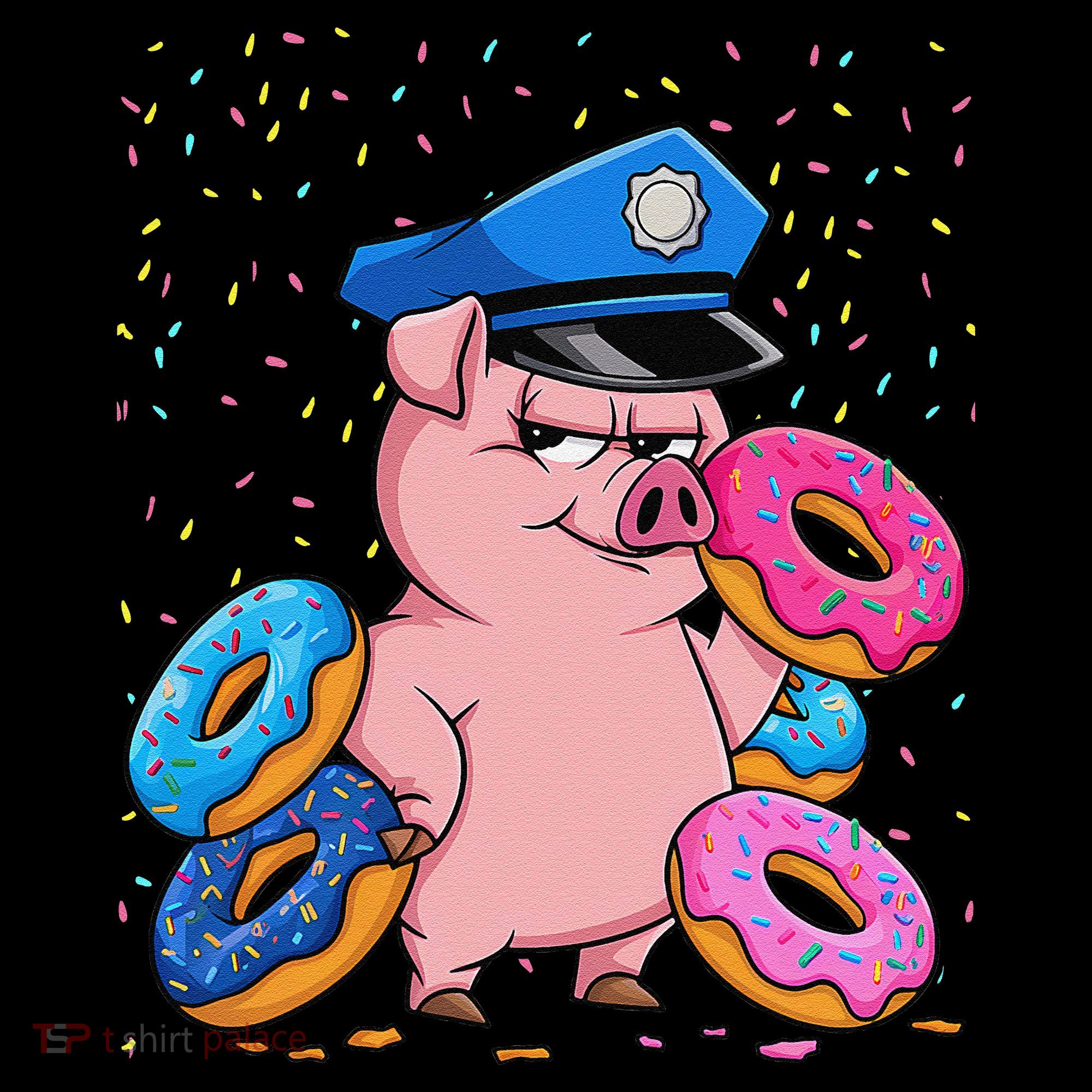 Pig Cop Funny Police Officer Doughnut Women's Hoodie