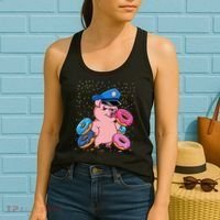 Pig Cop Funny Police Officer Doughnut Women's Tank Top thumb 2