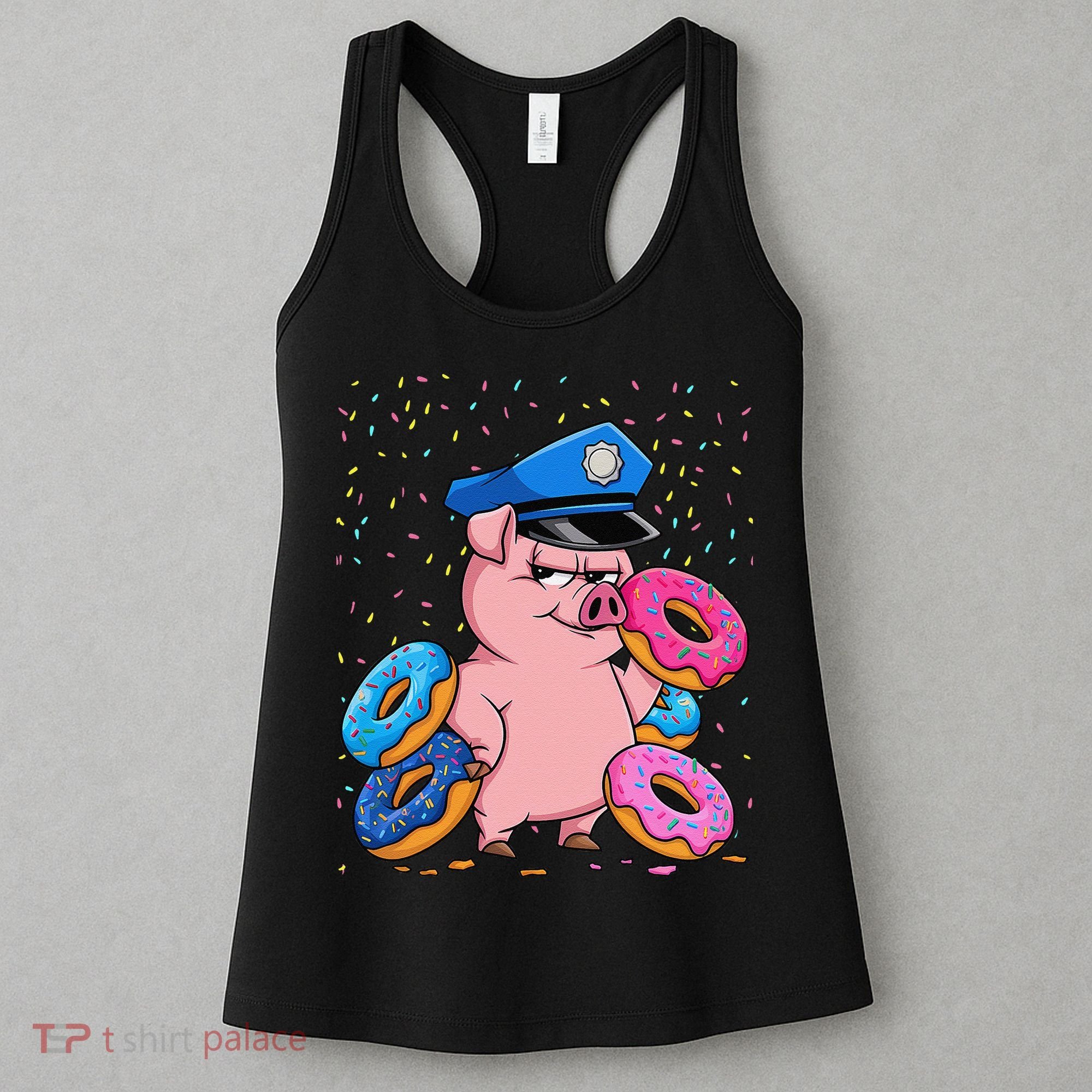 Pig Cop Funny Police Officer Doughnut Women's Tank Top