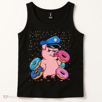 Pig Cop Funny Police Officer Doughnut Tank Top thumb 2