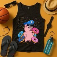 Pig Cop Funny Police Officer Doughnut Tank Top thumb 4