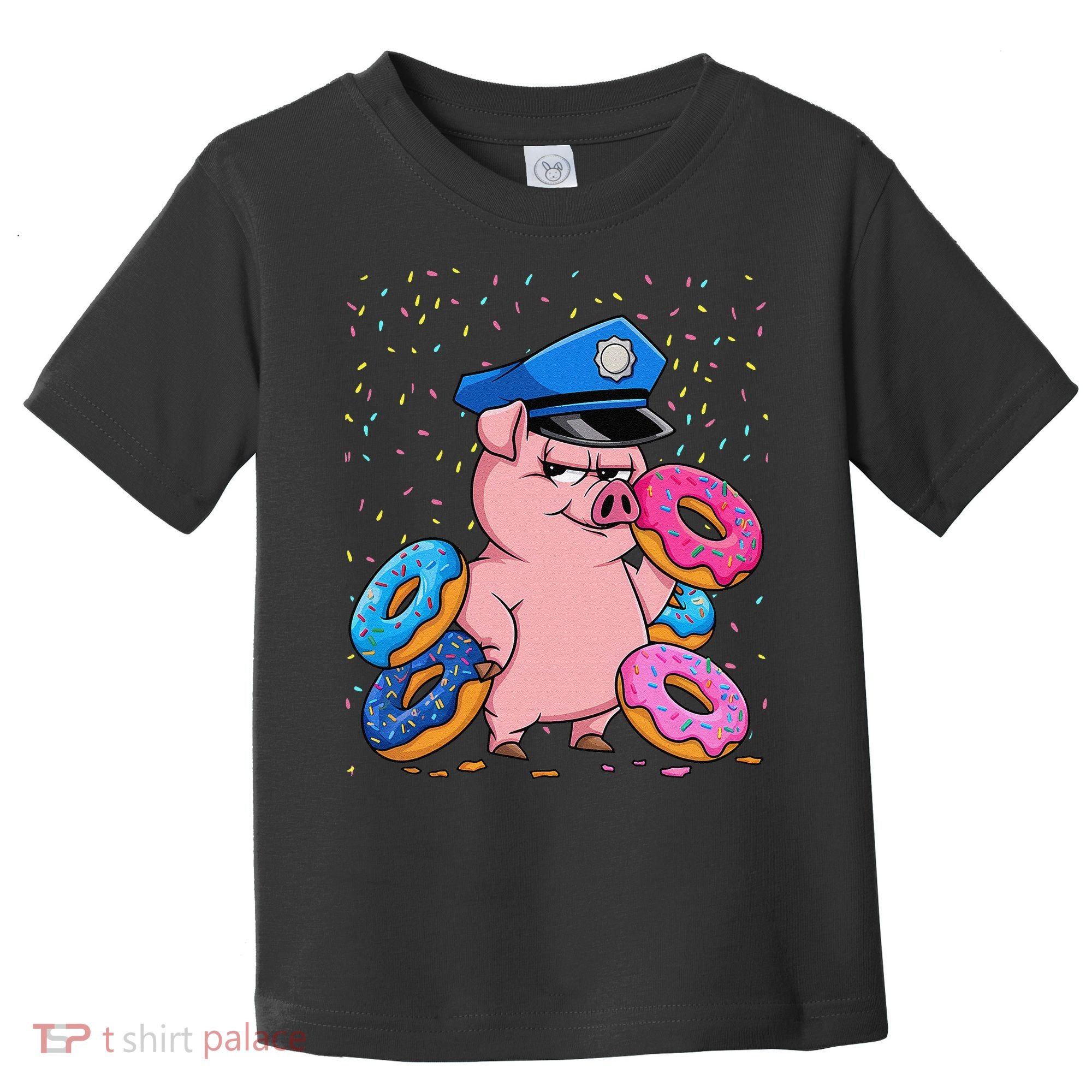 Pig Cop Funny Police Officer Doughnut Toddler T-Shirt