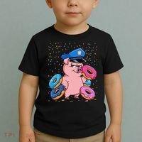 Pig Cop Funny Police Officer Doughnut Toddler T-Shirt thumb 2