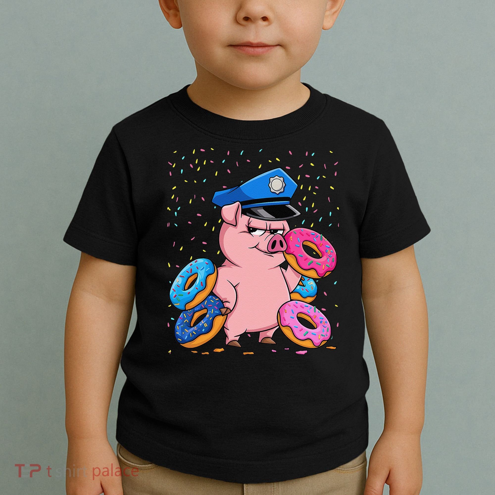 Pig Cop Funny Police Officer Doughnut Toddler T-Shirt