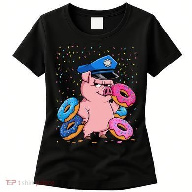 Pig Cop Funny Police Officer Doughnut Women's T-Shirt