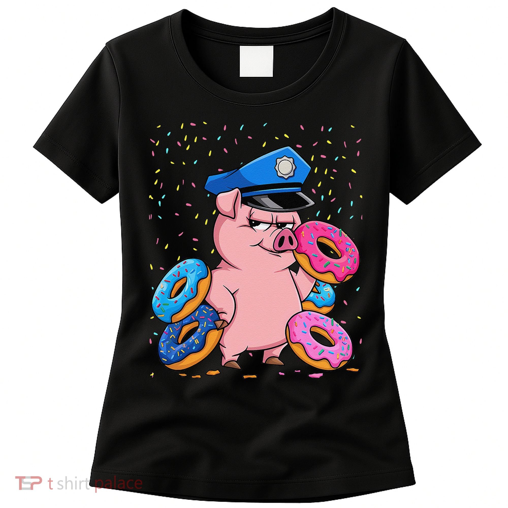Pig Cop Funny Police Officer Doughnut Women's T-Shirt