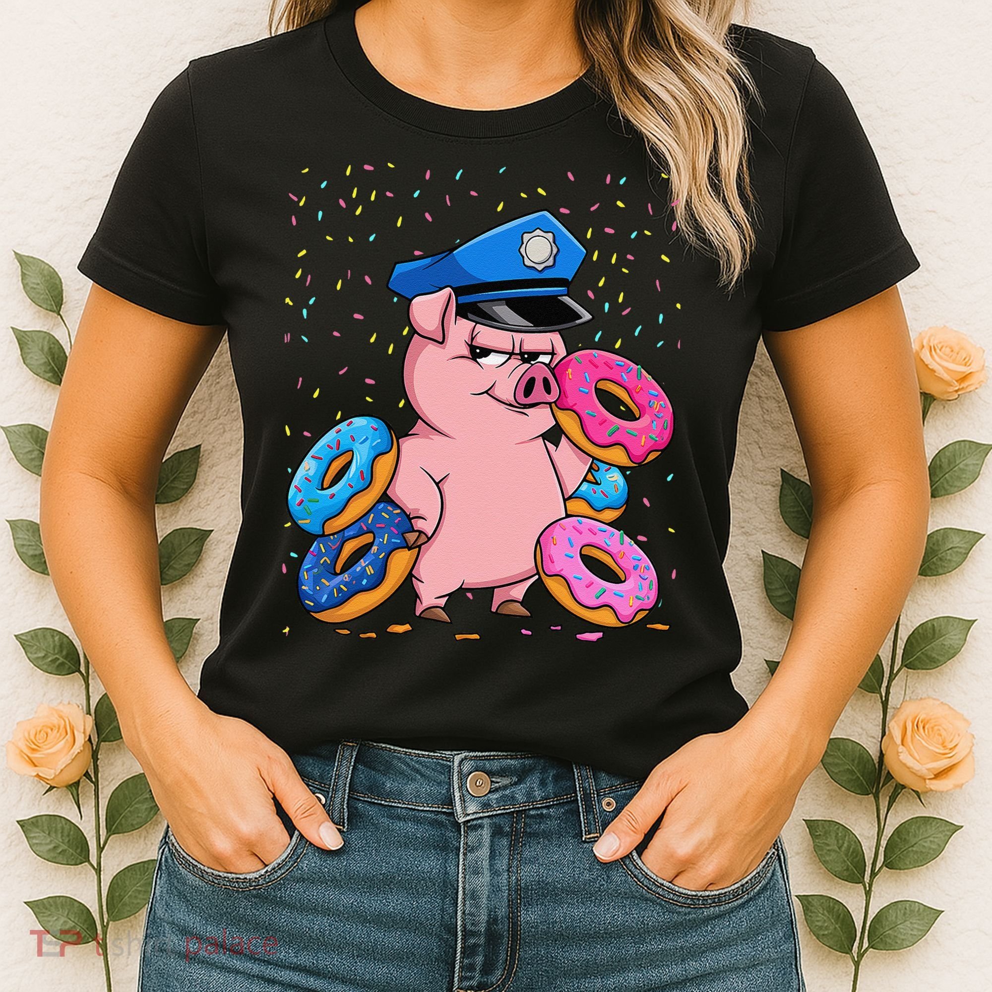 Pig Cop Funny Police Officer Doughnut Women's T-Shirt