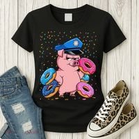 Pig Cop Funny Police Officer Doughnut Women's T-Shirt thumb 3