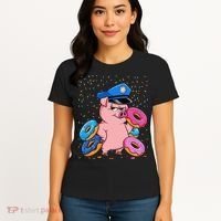 Pig Cop Funny Police Officer Doughnut Women's T-Shirt thumb 4