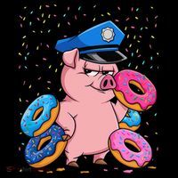 Pig Cop Funny Police Officer Doughnut Women's T-Shirt thumb 6