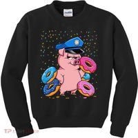 Pig Cop Funny Police Officer Doughnut Kids Sweatshirt thumb 0