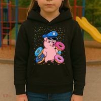Pig Cop Funny Police Officer Doughnut Kids Hoodie thumb 3