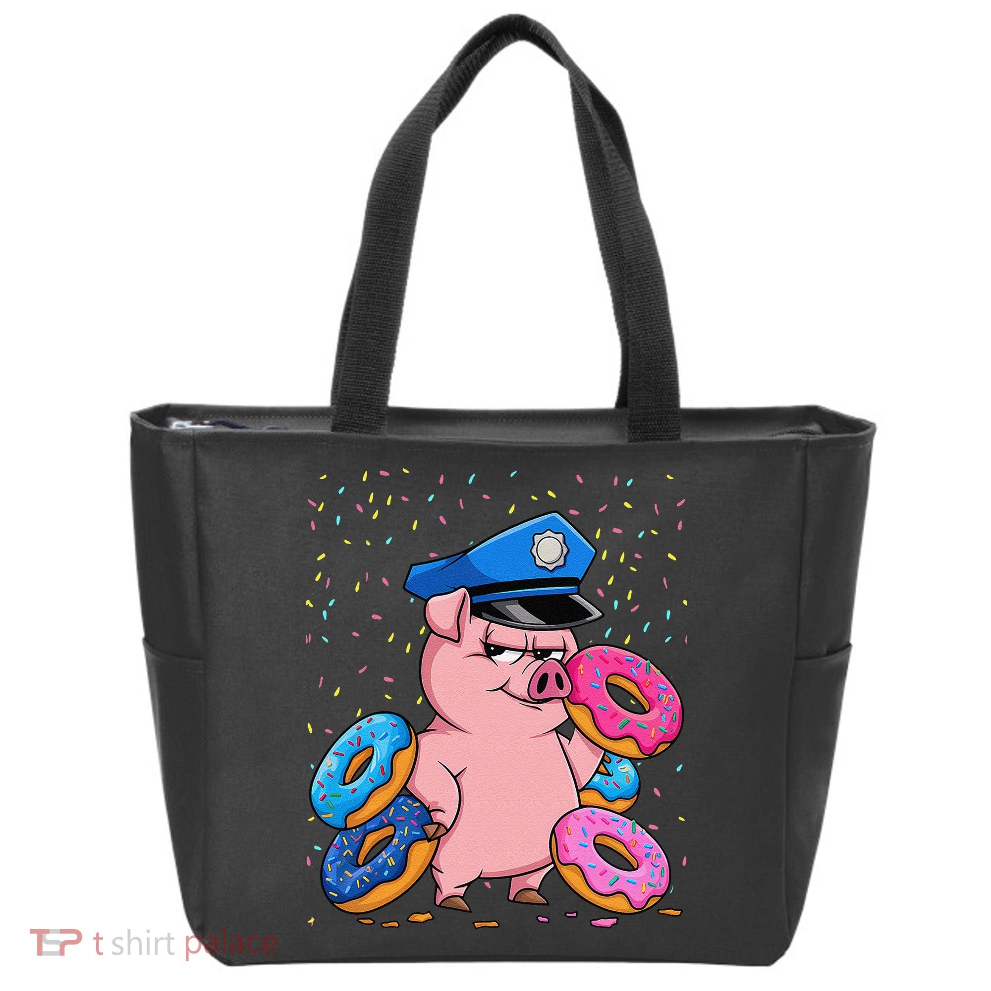 Pig Cop Funny Police Officer Doughnut Tote Bag