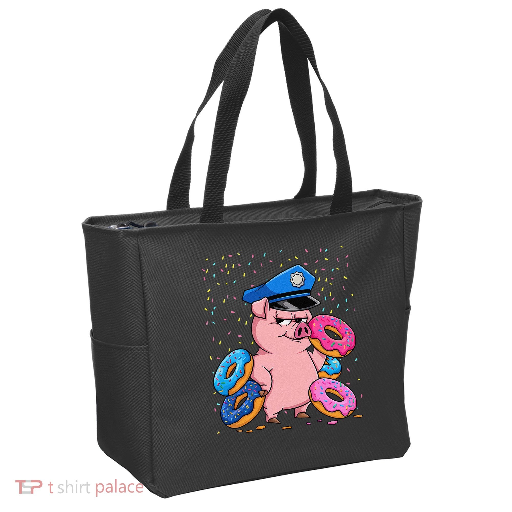Pig Cop Funny Police Officer Doughnut Tote Bag
