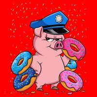Pig Cop Funny Police Officer Doughnut Santa Hat thumb 1