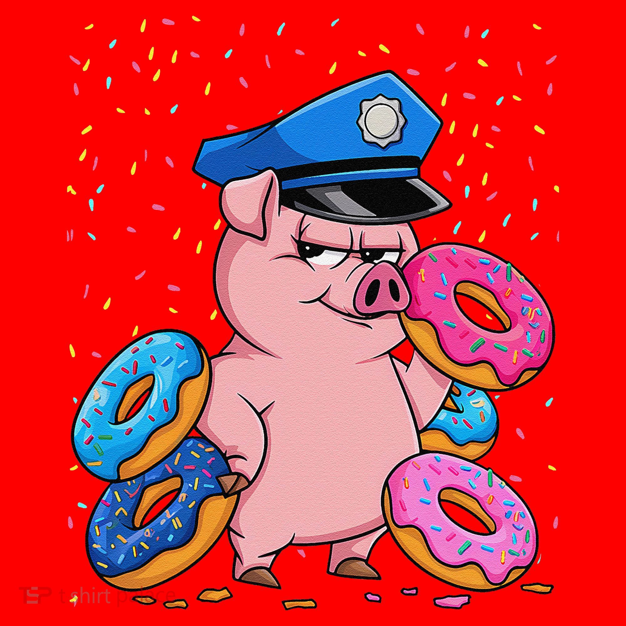 Pig Cop Funny Police Officer Doughnut Santa Hat