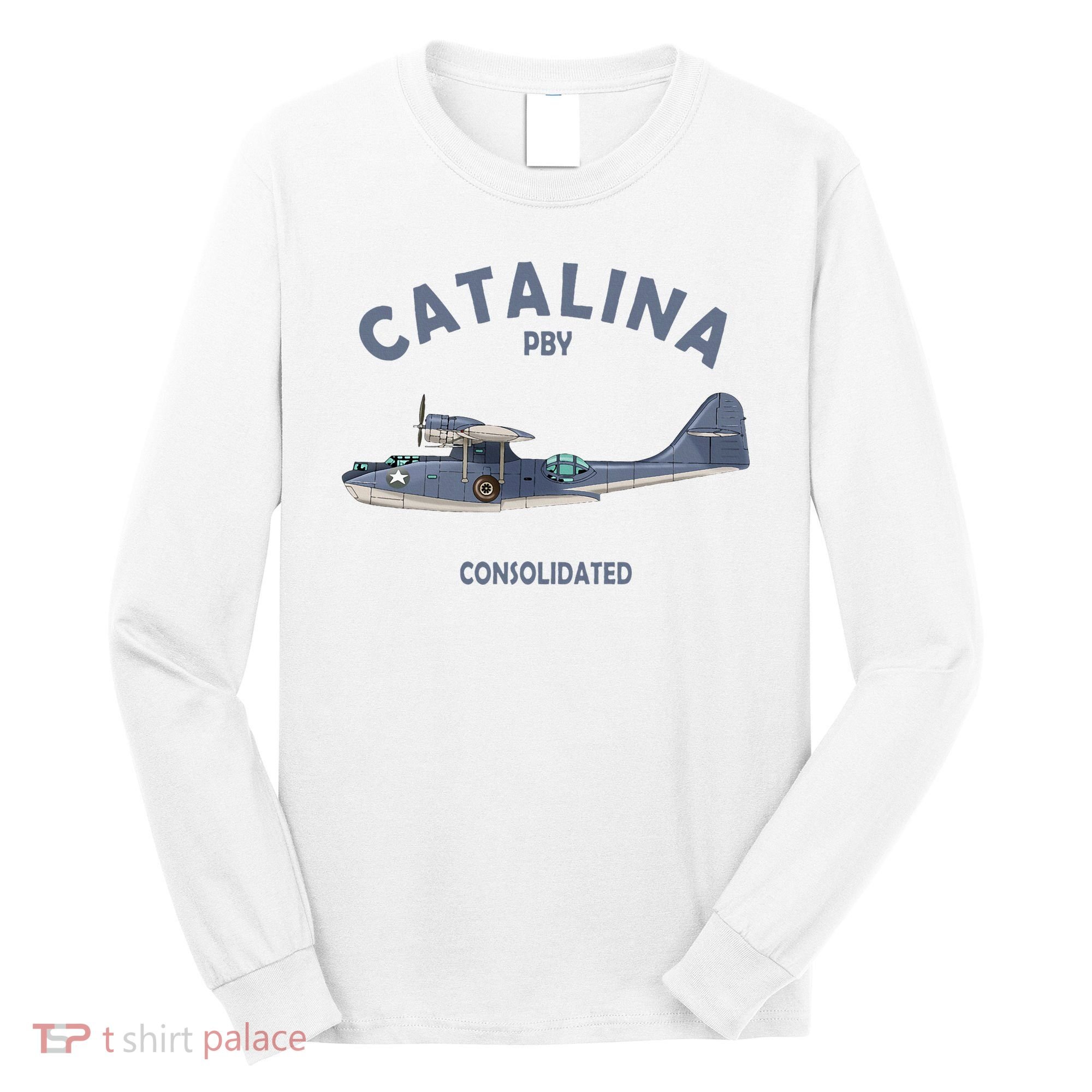 Pby Catalina Flying Boat Seaplane Airplane American Ww2 Long Sleeve Shirt