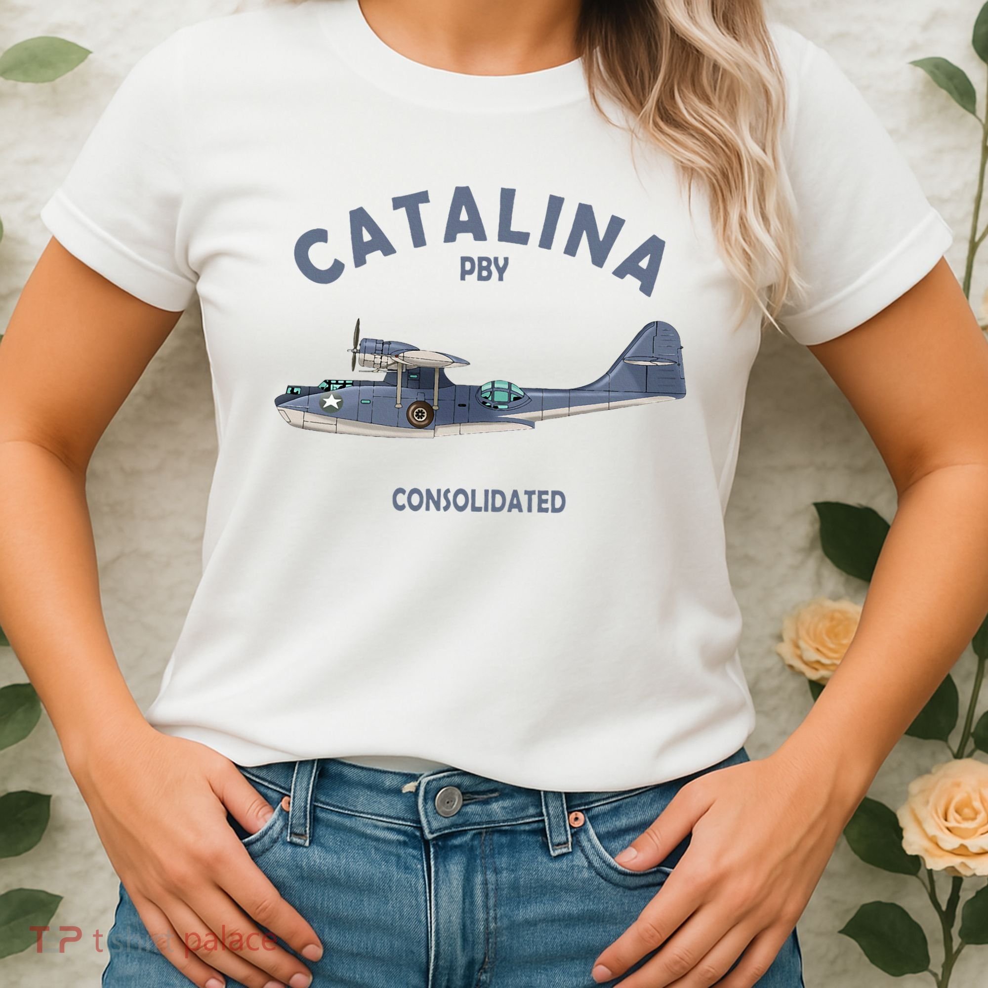 Pby Catalina Flying Boat Seaplane Airplane American Ww2 Women's T-Shirt