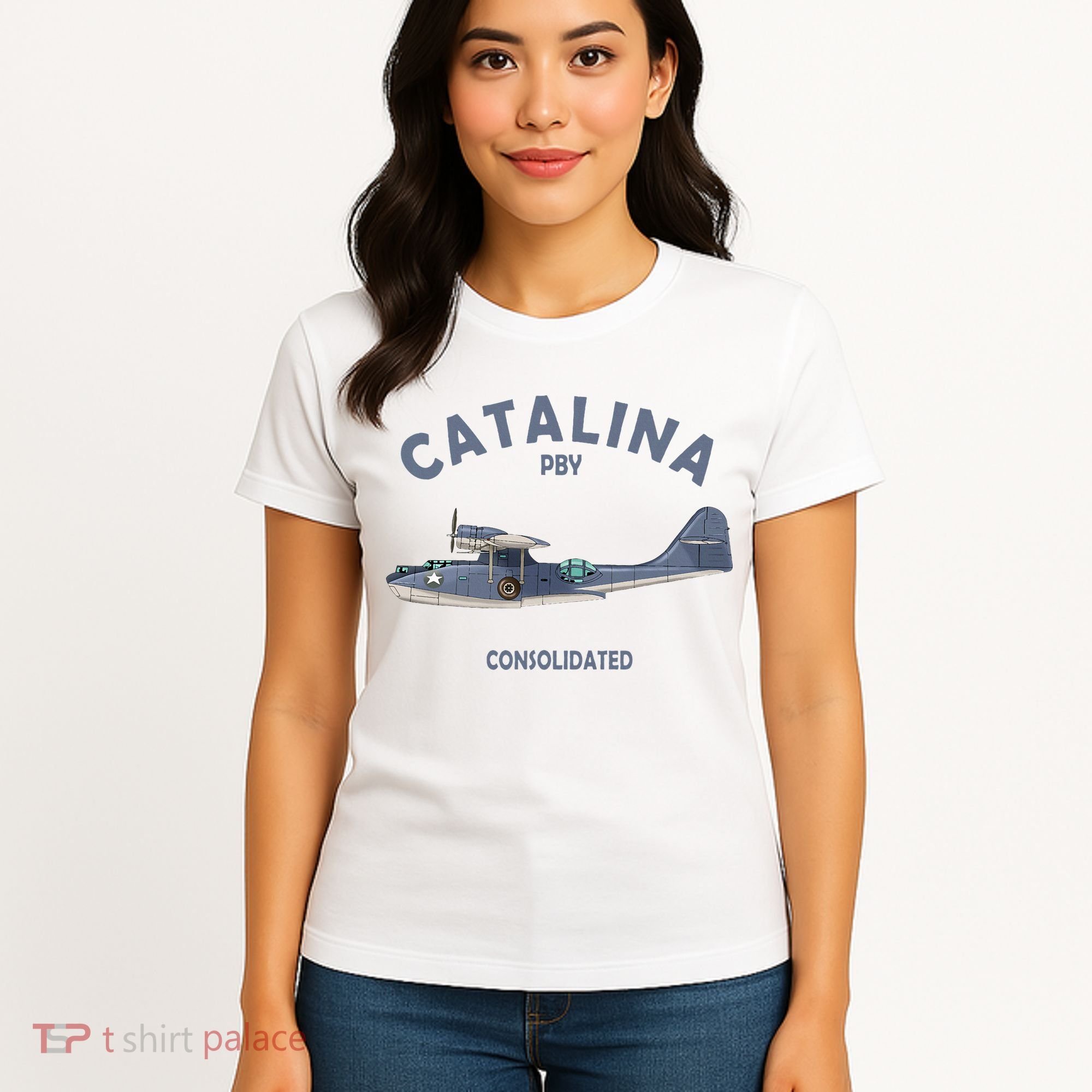 Pby Catalina Flying Boat Seaplane Airplane American Ww2 Women's T-Shirt