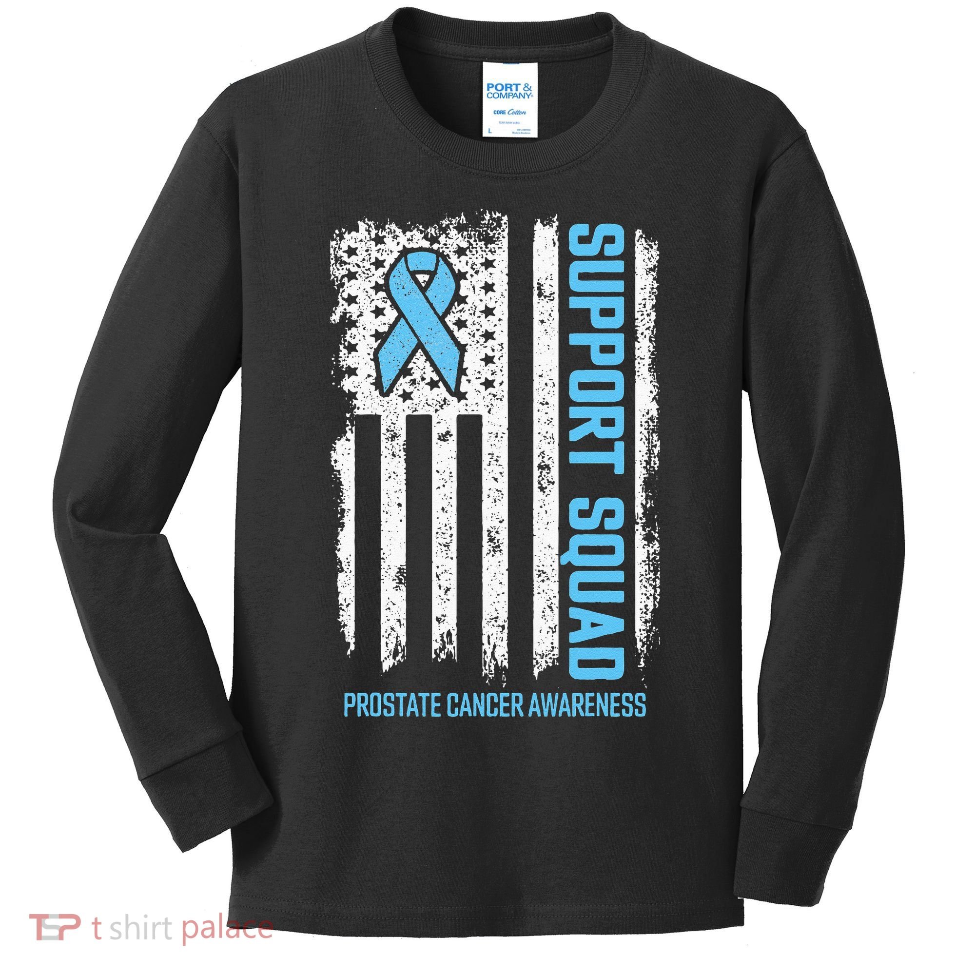 Prostate Cancer Flag Support Squad Prostate Cancer Awareness Kids Long Sleeve Shirt