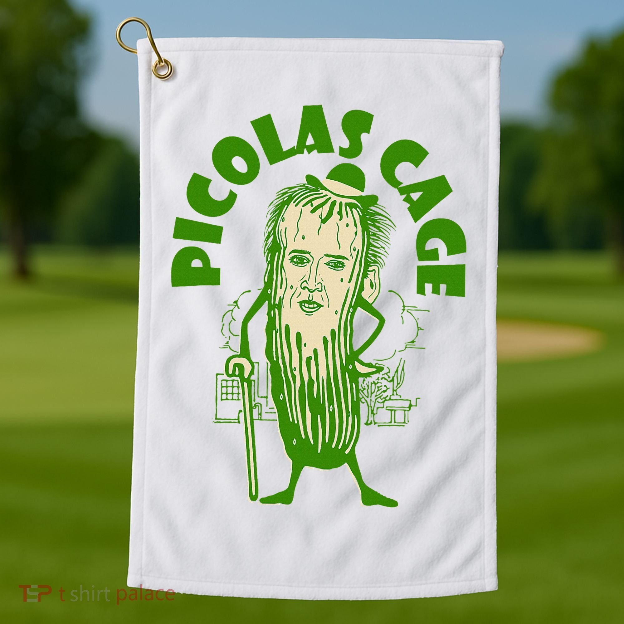 Picolas Cage Funny celebs Meme Cucumber Pickle Cute Golf Towel