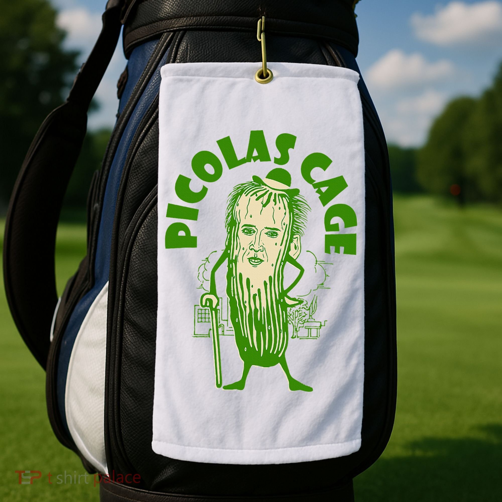 Picolas Cage Funny celebs Meme Cucumber Pickle Cute Golf Towel