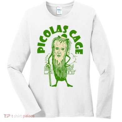 Picolas Cage Funny celebs Meme Cucumber Pickle Cute Women's Long Sleeve Shirt