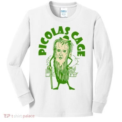 Picolas Cage Funny celebs Meme Cucumber Pickle Cute Kids Long Sleeve Shirt