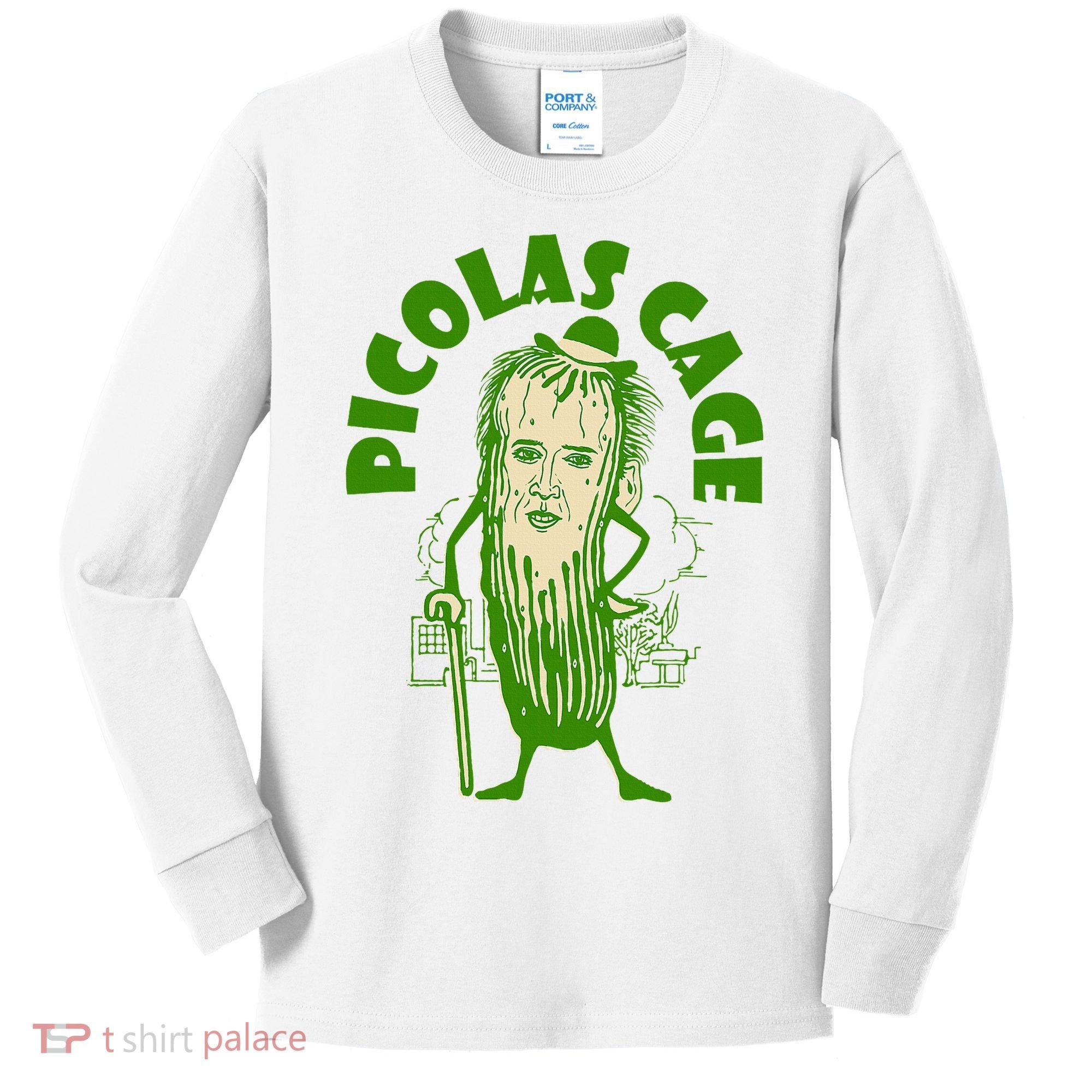 Picolas Cage Funny celebs Meme Cucumber Pickle Cute Kids Long Sleeve Shirt