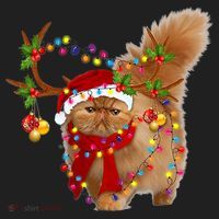 Persian Cat Gorgeous Reindeer Christmas Tree Light Xmas Women's Sweatshirt thumb 2