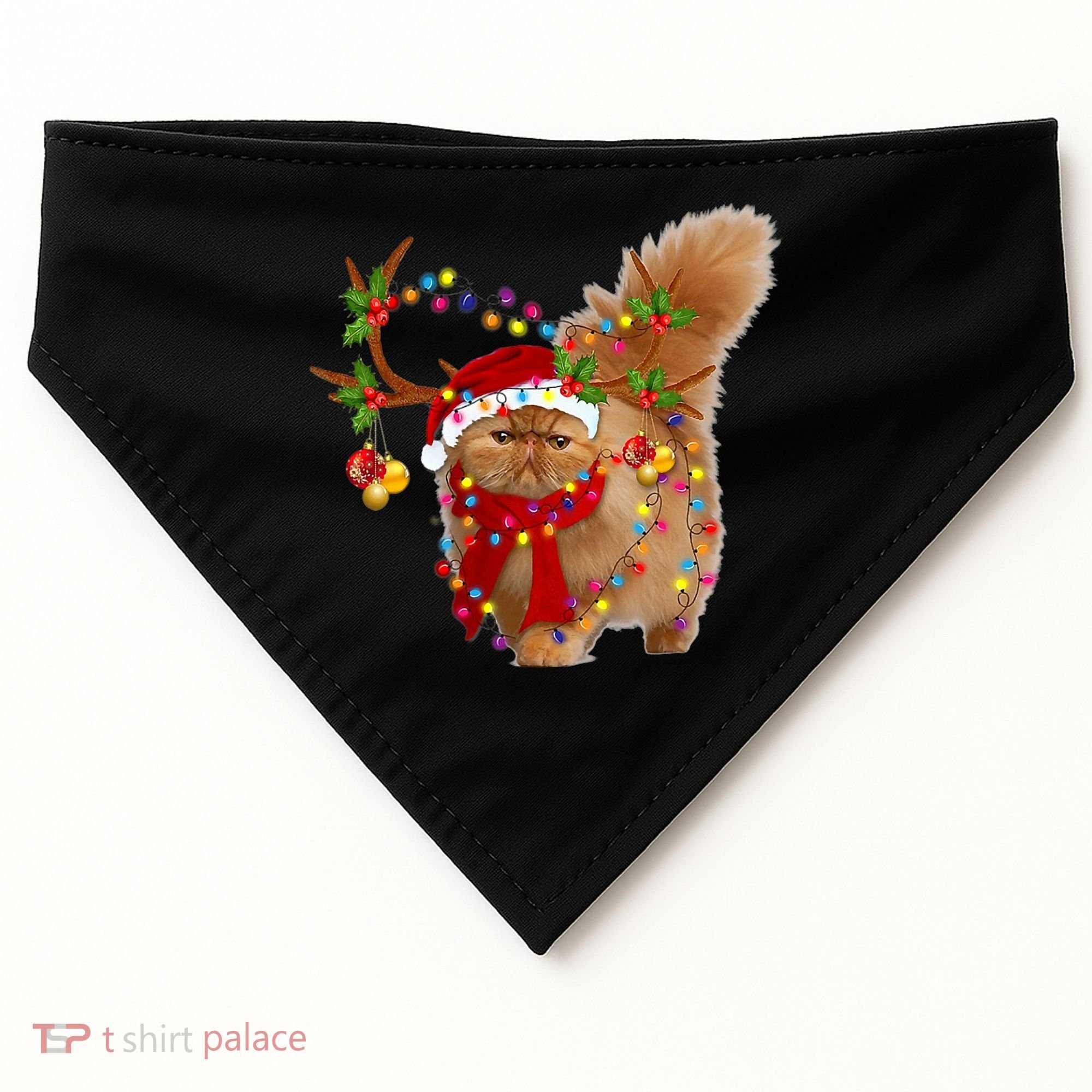 Persian Cat Gorgeous Reindeer Christmas Tree Light Xmas USA-Made Doggie Bandana
