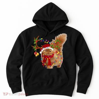 Persian Cat Gorgeous Reindeer Christmas Tree Light Xmas Hoodie