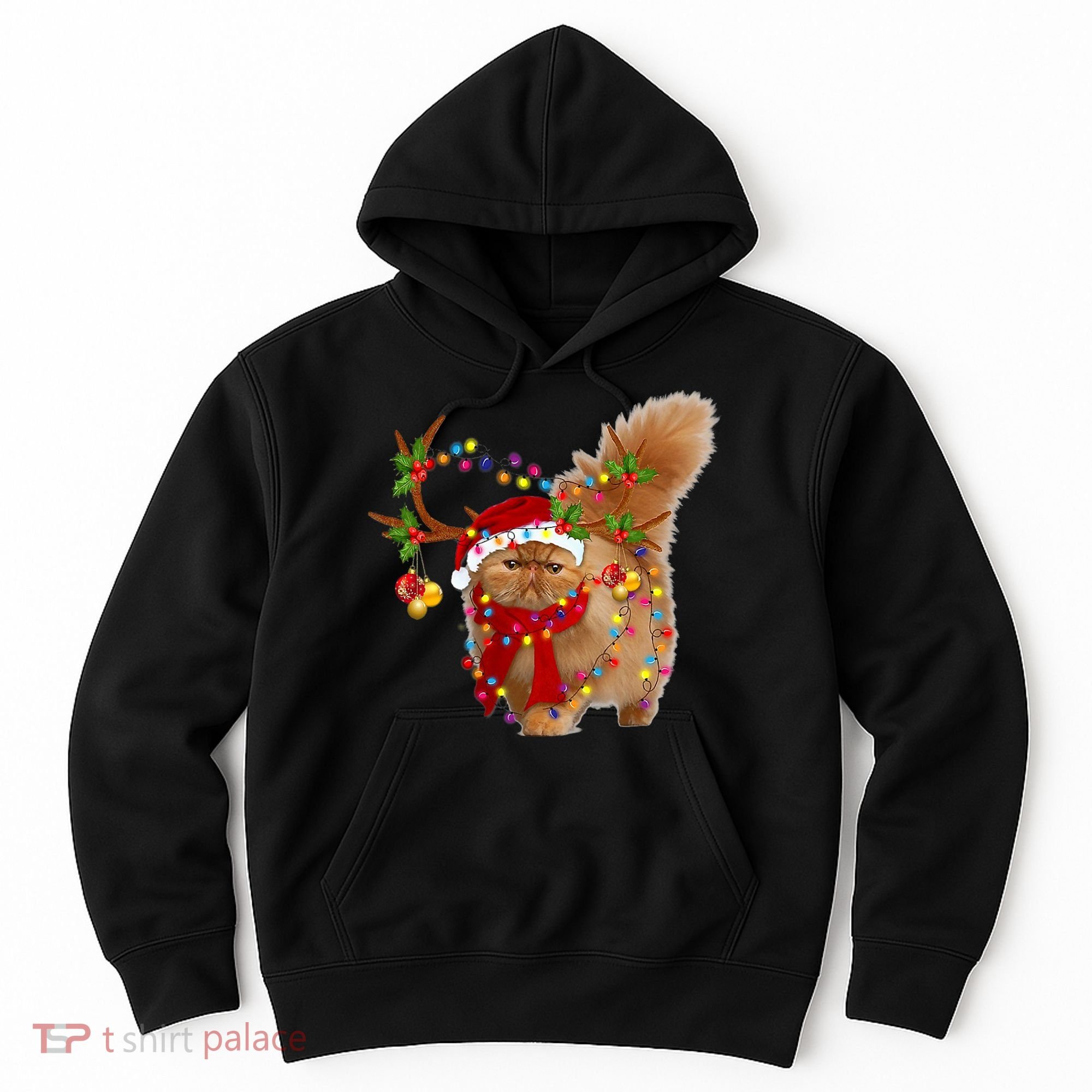 Persian Cat Gorgeous Reindeer Christmas Tree Light Xmas Hoodie