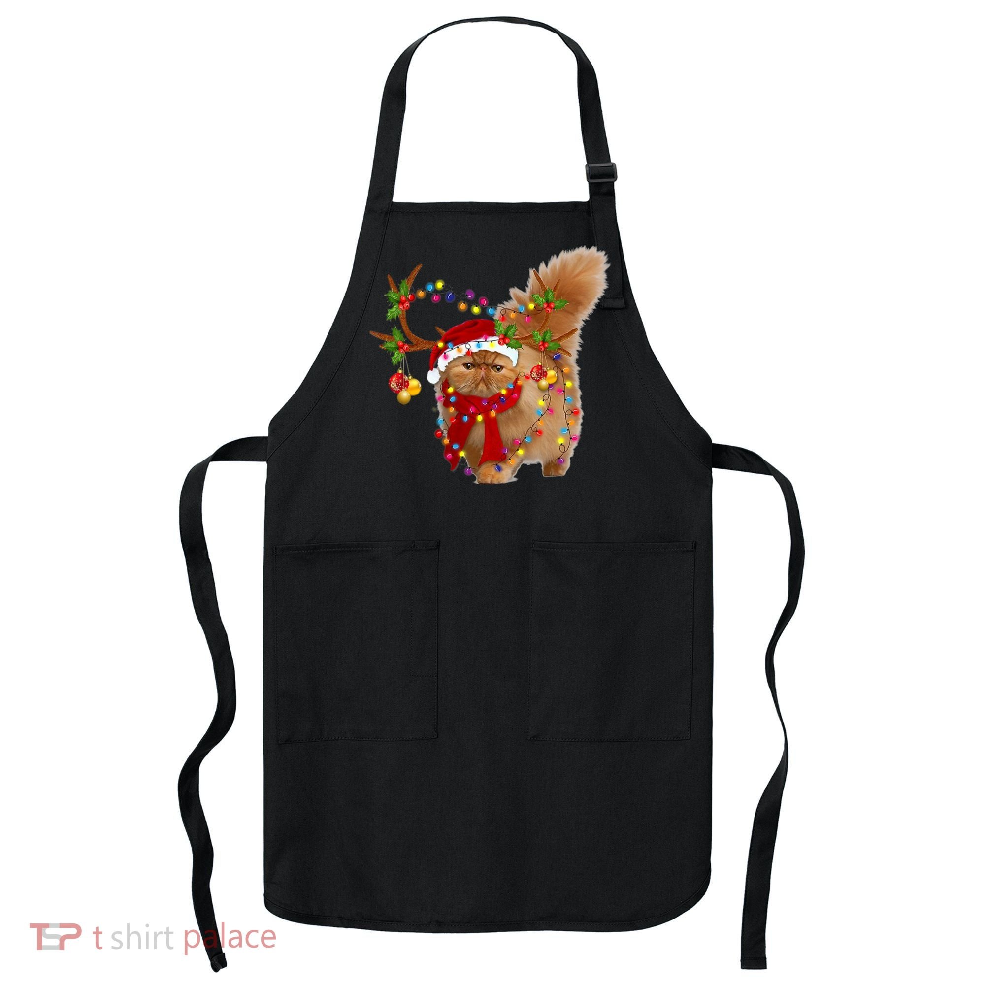 Persian Cat Gorgeous Reindeer Christmas Tree Light Xmas Apron
