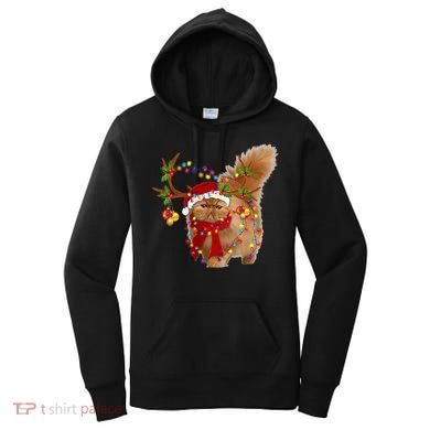 Persian Cat Gorgeous Reindeer Christmas Tree Light Xmas Women's Hoodie