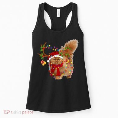 Persian Cat Gorgeous Reindeer Christmas Tree Light Xmas Women's Tank Top