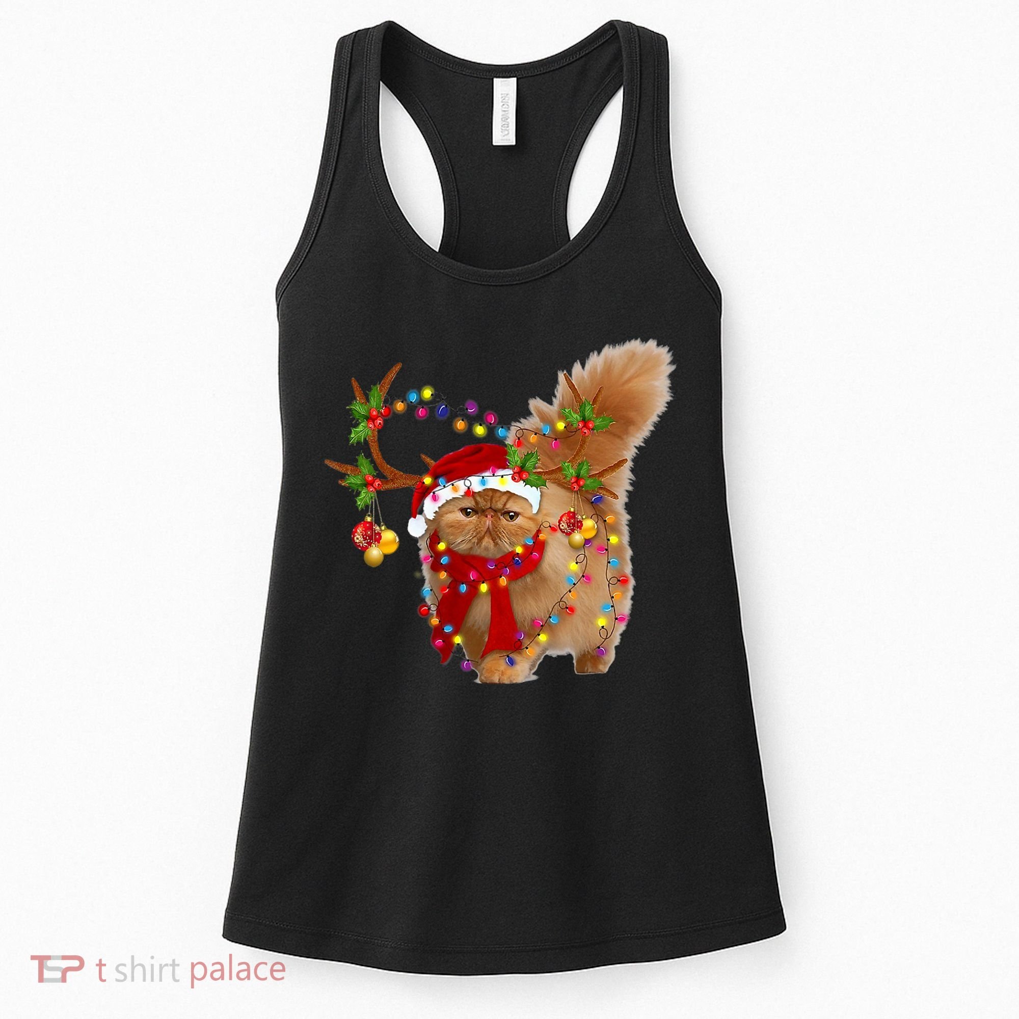 Persian Cat Gorgeous Reindeer Christmas Tree Light Xmas Women's Tank Top