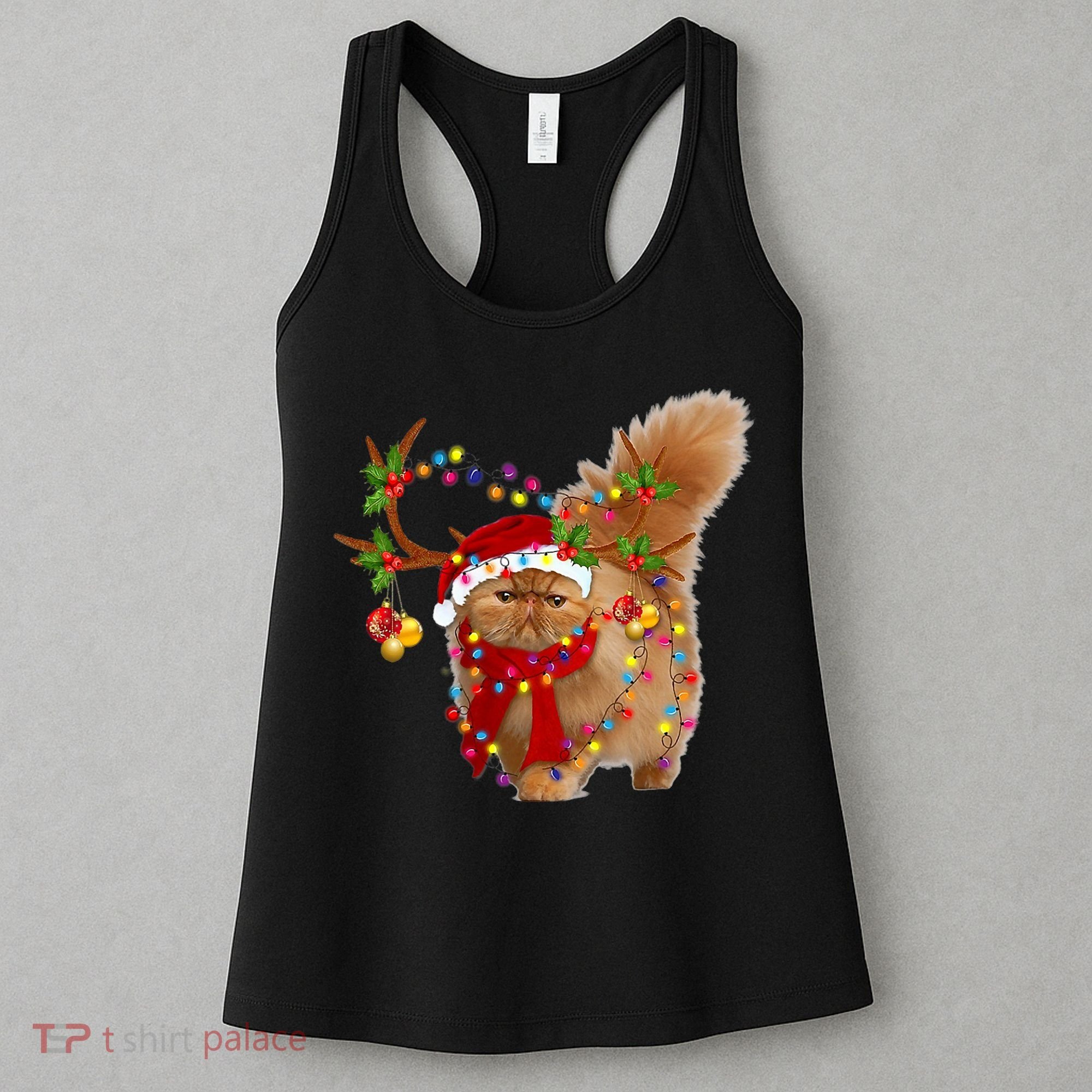 Persian Cat Gorgeous Reindeer Christmas Tree Light Xmas Women's Tank Top