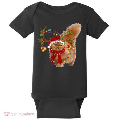 Persian Cat Gorgeous Reindeer Christmas Tree Light Xmas Baby Bodysuit