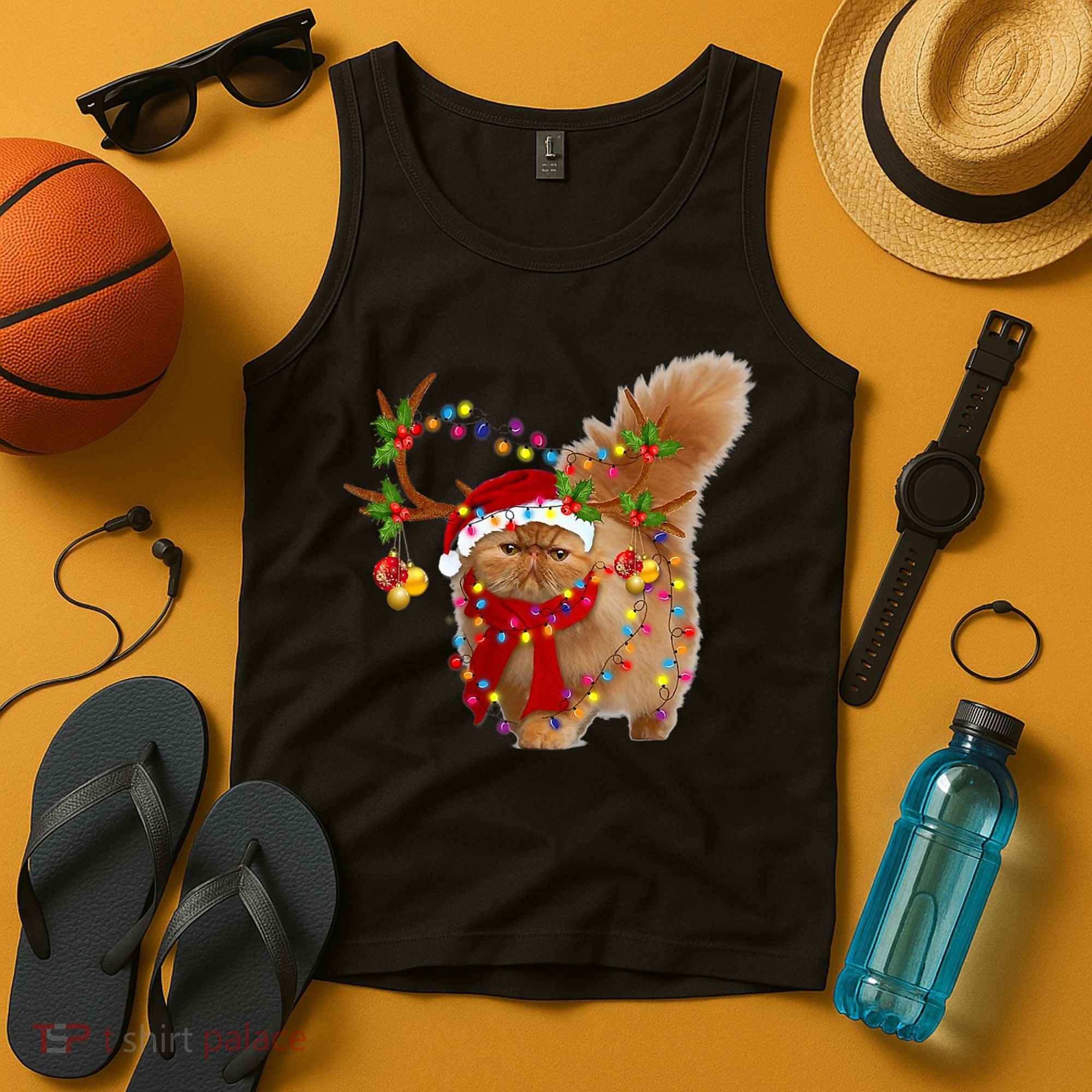 Persian Cat Gorgeous Reindeer Christmas Tree Light Xmas Tank Top