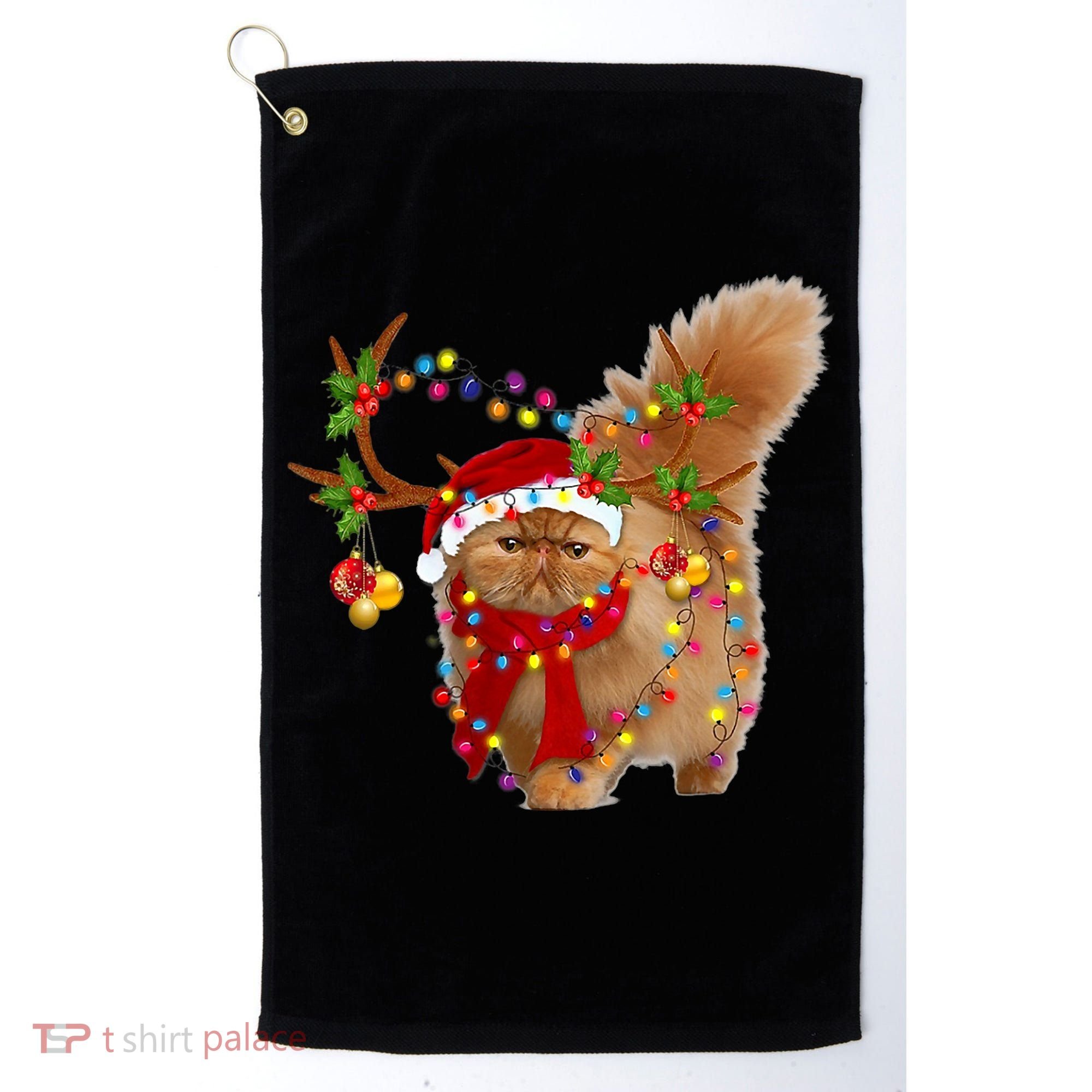 Persian Cat Gorgeous Reindeer Christmas Tree Light Xmas Golf Towel
