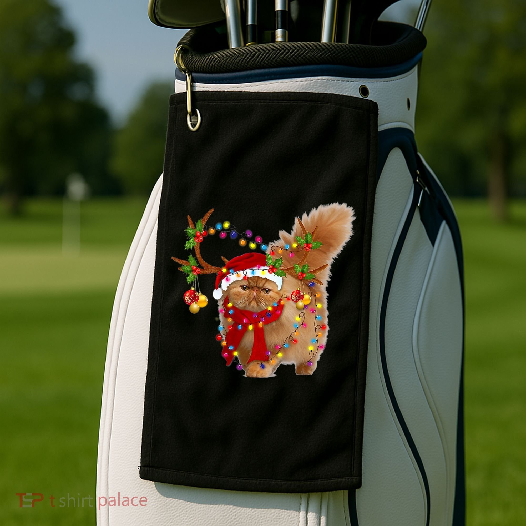 Persian Cat Gorgeous Reindeer Christmas Tree Light Xmas Golf Towel