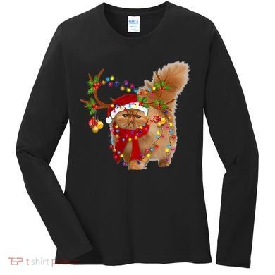 Persian Cat Gorgeous Reindeer Christmas Tree Light Xmas Women's Long Sleeve Shirt