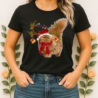 Persian Cat Gorgeous Reindeer Christmas Tree Light Xmas Women's T-Shirt thumb 2