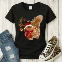 Persian Cat Gorgeous Reindeer Christmas Tree Light Xmas Women's T-Shirt thumb 3