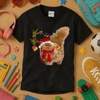 Persian Cat Gorgeous Reindeer Christmas Tree Light Xmas Kids T-Shirt thumb 3