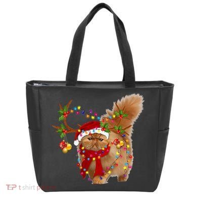 Persian Cat Gorgeous Reindeer Christmas Tree Light Xmas Tote Bag