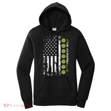 Pickleball Cool Gift American Flag Pickleball Player Gift Cute Gift Women's Hoodie